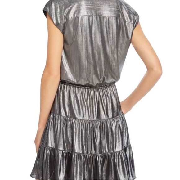 Rebecca Minkoff Silver Metallic Ollie Tiered Mini Dress - Picture 6 of 15